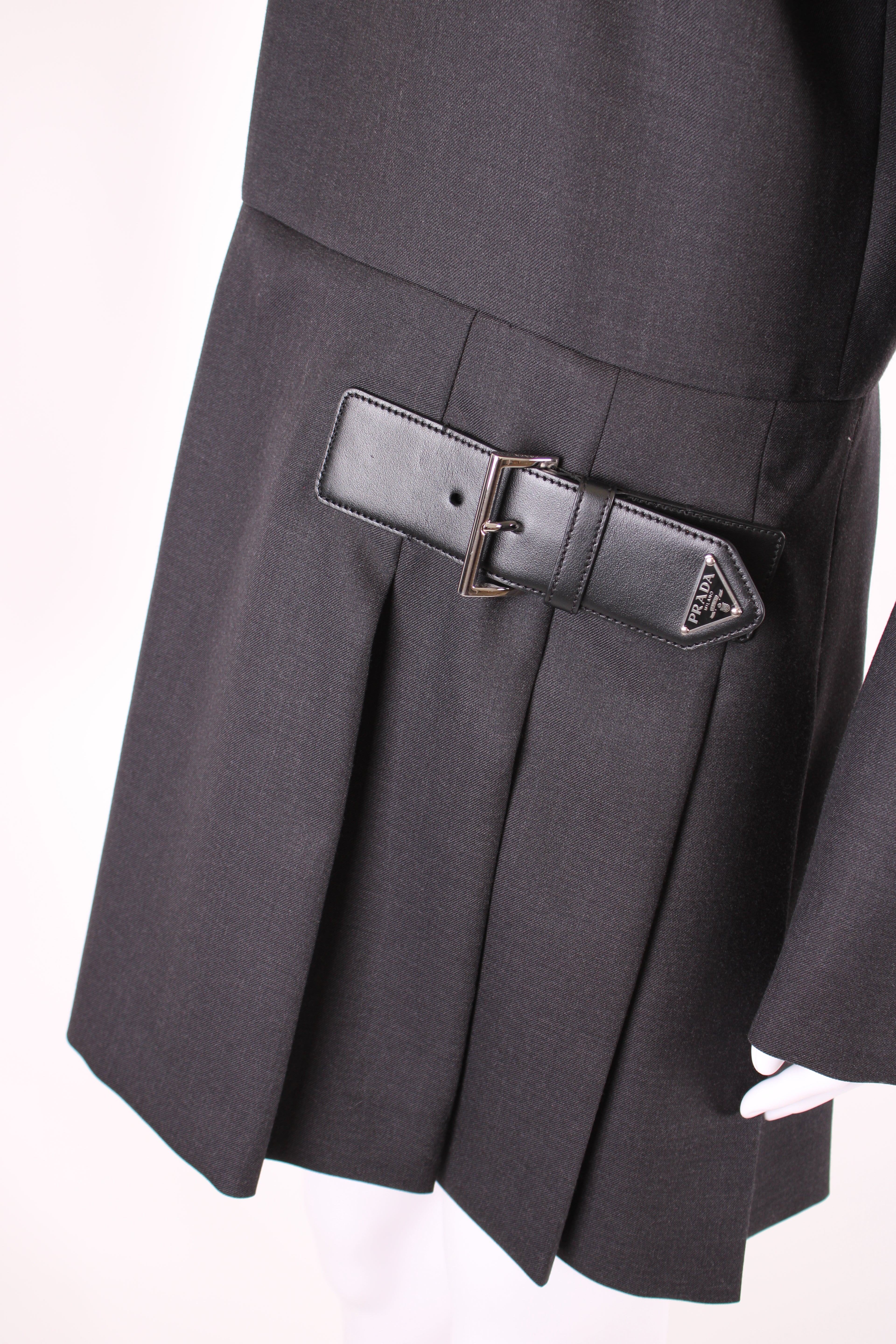 Prada L/S Belt Detail Dress Grey M