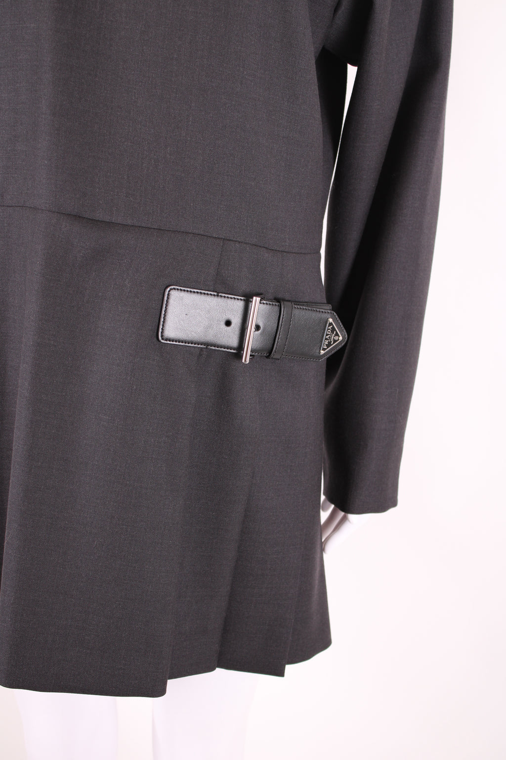 Prada L/S Belt Detail Dress Grey M