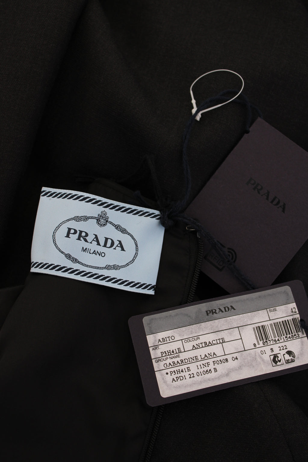 Prada L/S Belt Detail Dress Grey M