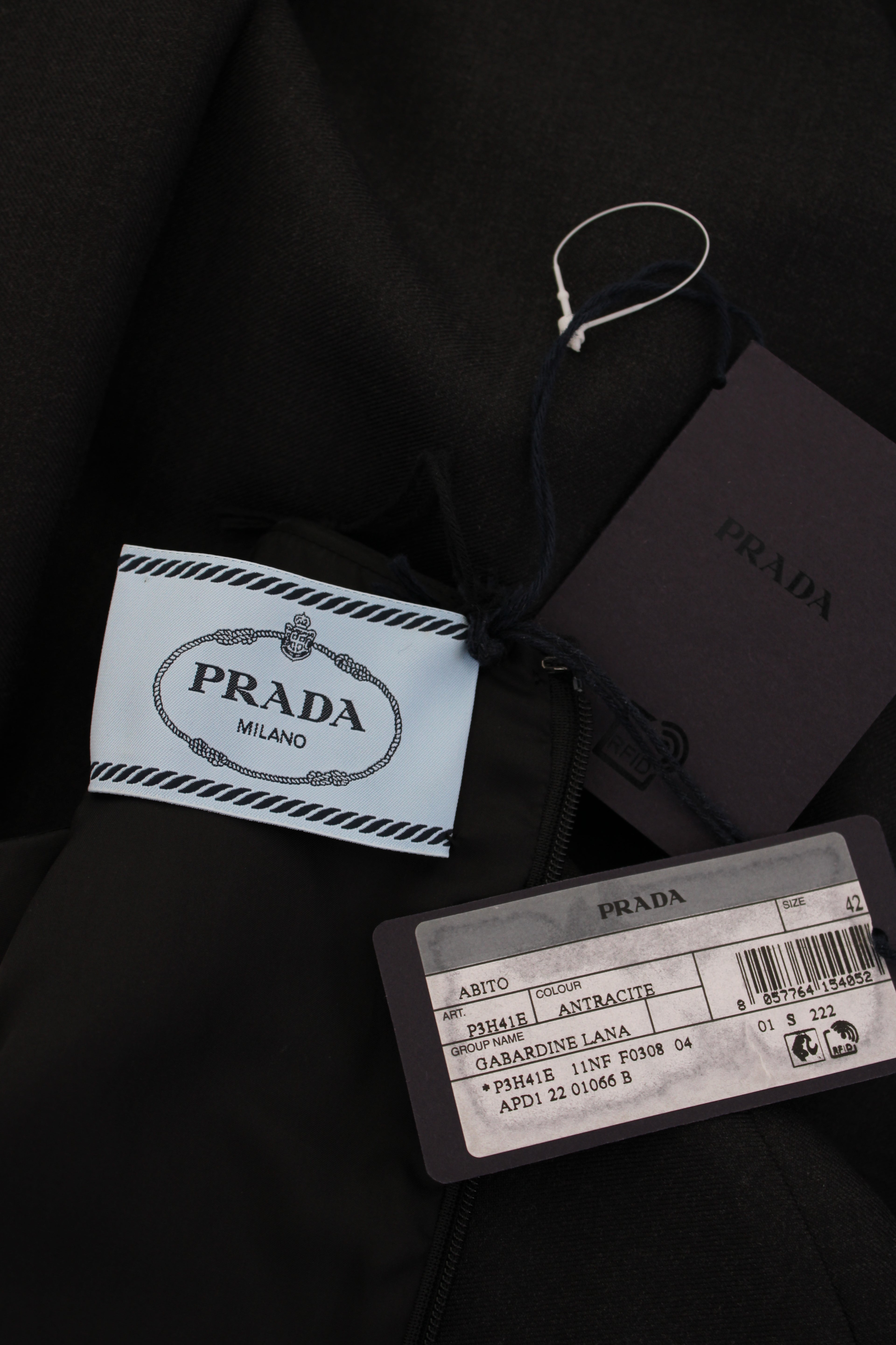 Prada L/S Belt Detail Dress Grey M