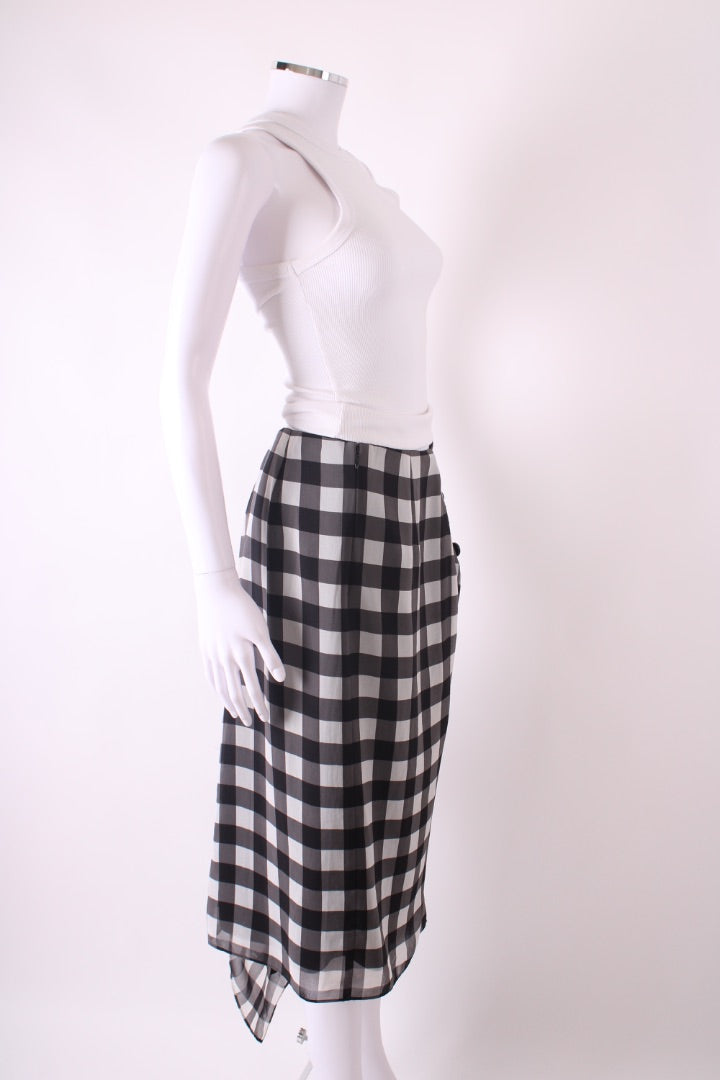 Self Portrait Gingham Midi Skirt Black & White 12
