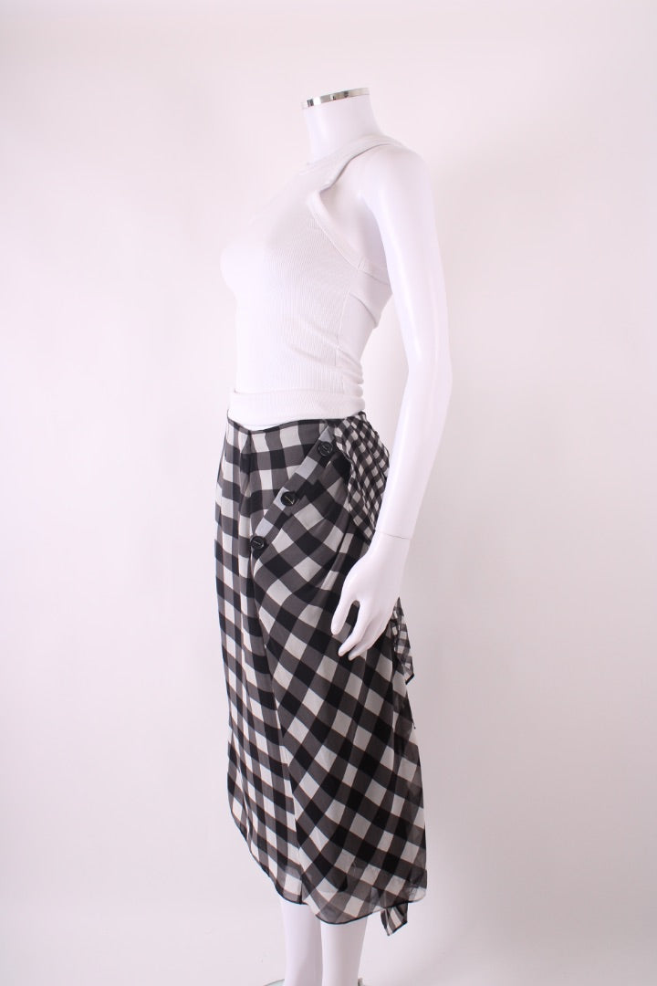 Self Portrait Gingham Midi Skirt Black & White 12