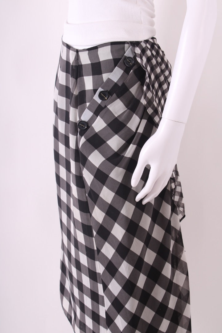 Self Portrait Gingham Midi Skirt Black & White 12