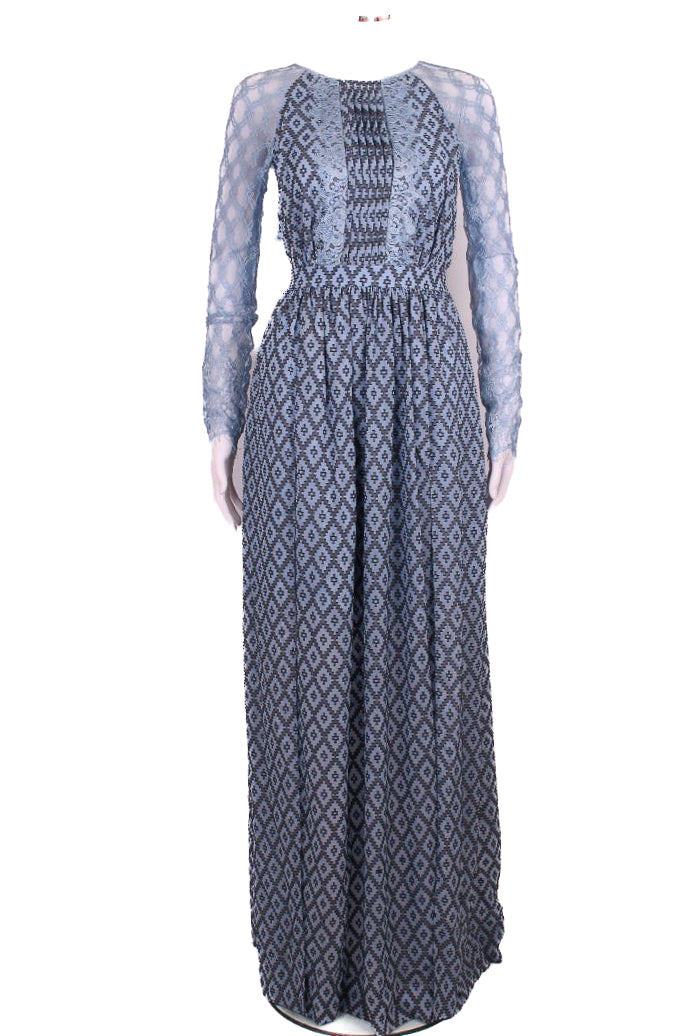 Temperley London L/S Lace Dress Blue 8