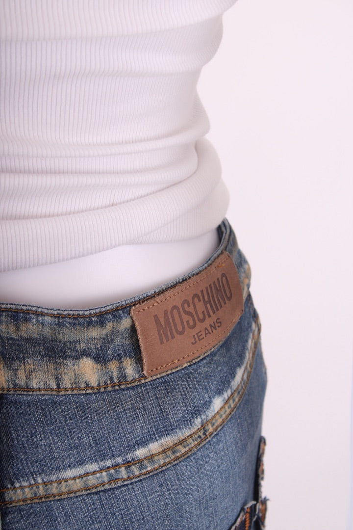 Moschino Jeans Vintage Patch Slogan Jeans Denim 26W