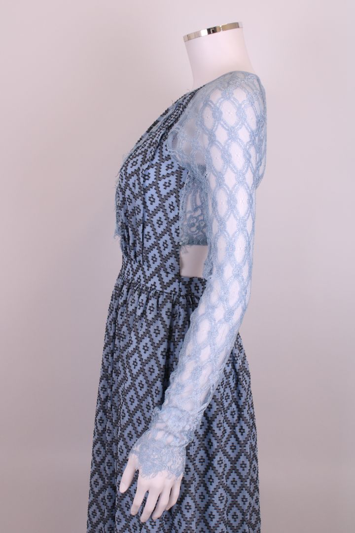 Temperley London L/S Lace Dress Blue 8