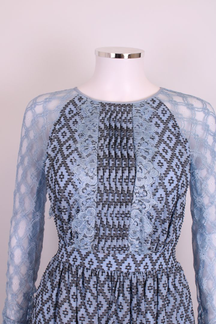 Temperley London L/S Lace Dress Blue 8