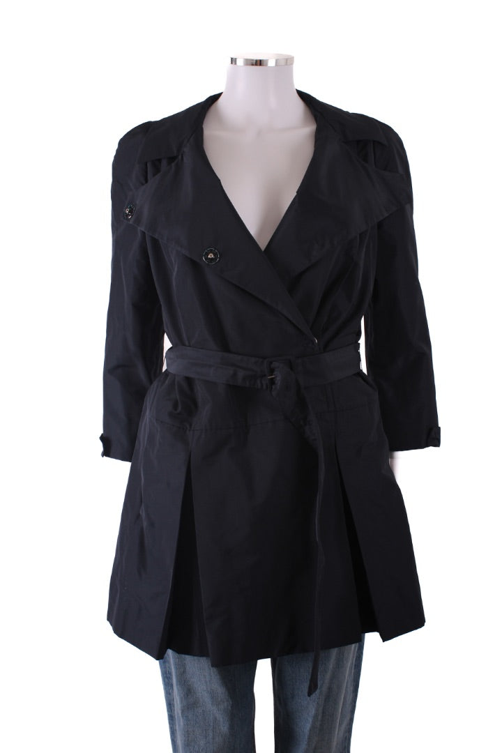 Miu Miu Pleated Trench Coat Black 12
