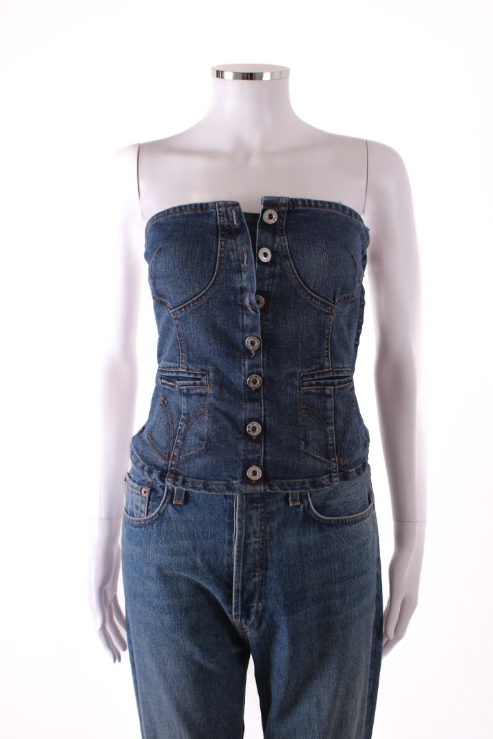 D&G Strapless Corset Top Denim XS