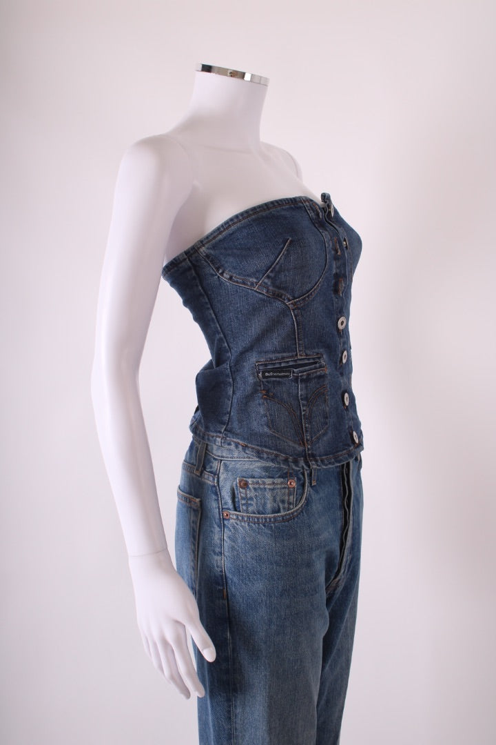 D&G Strapless Corset Top Denim XS