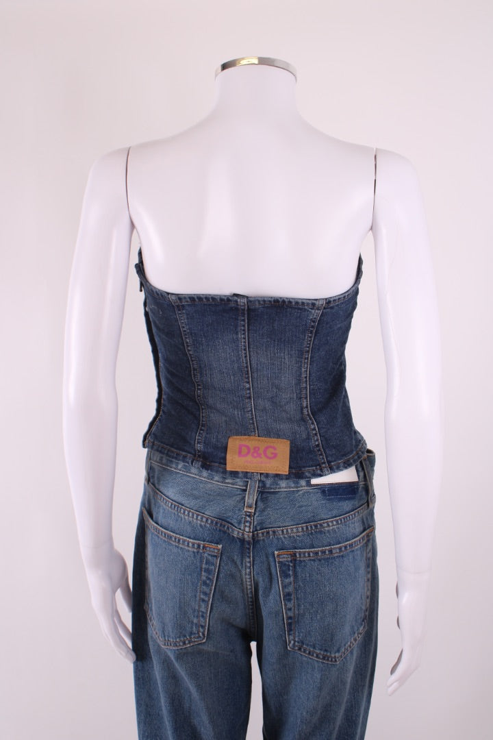 D&G Strapless Corset Top Denim XS