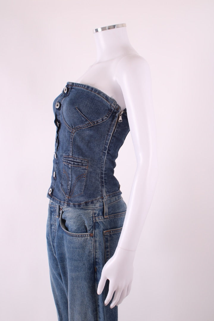 D&G Strapless Corset Top Denim XS