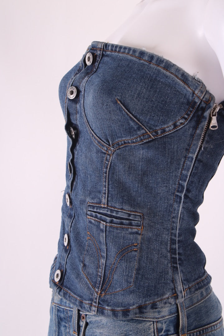 D&G Strapless Corset Top Denim XS