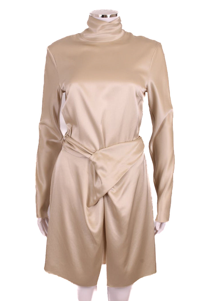 Nanushka L/S Hight Neck Dress Beige XS
