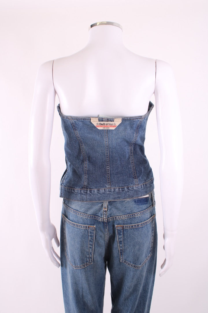 D&G Strapless Corset Top Denim 12