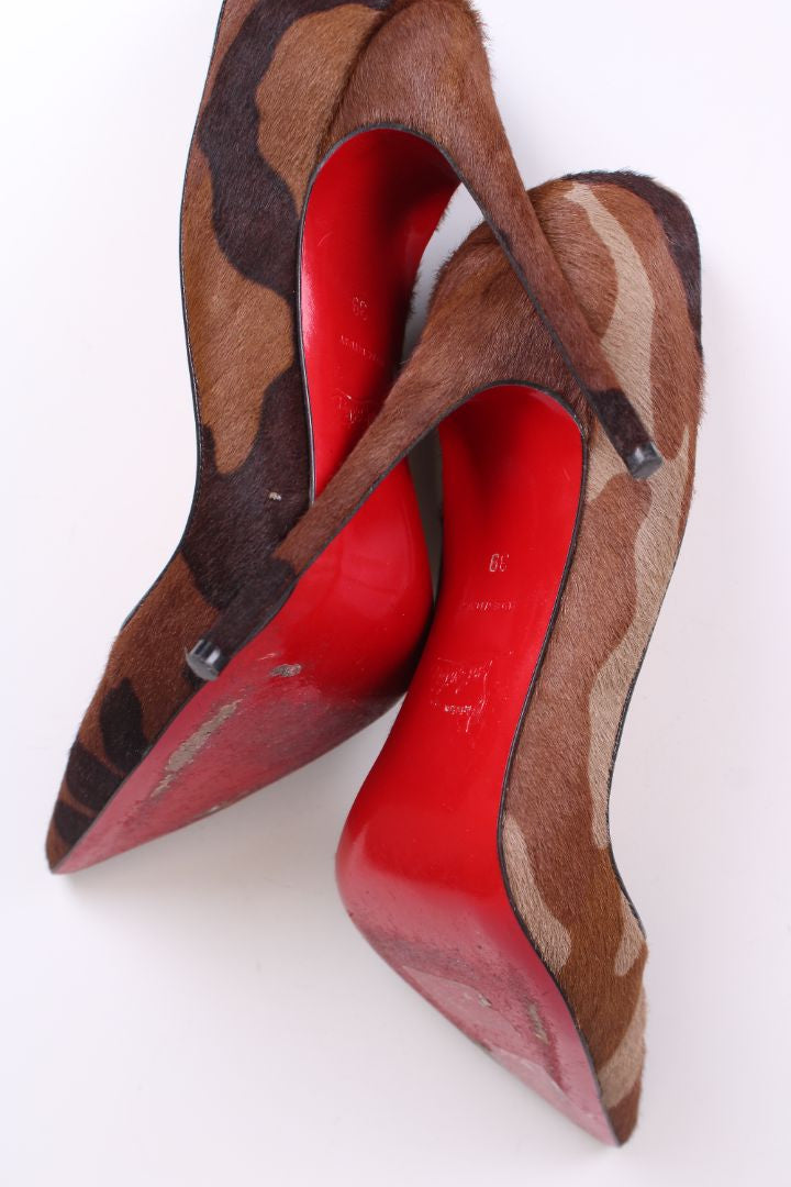 Christian Louboutin Pony Hair Heels Camouflage 39