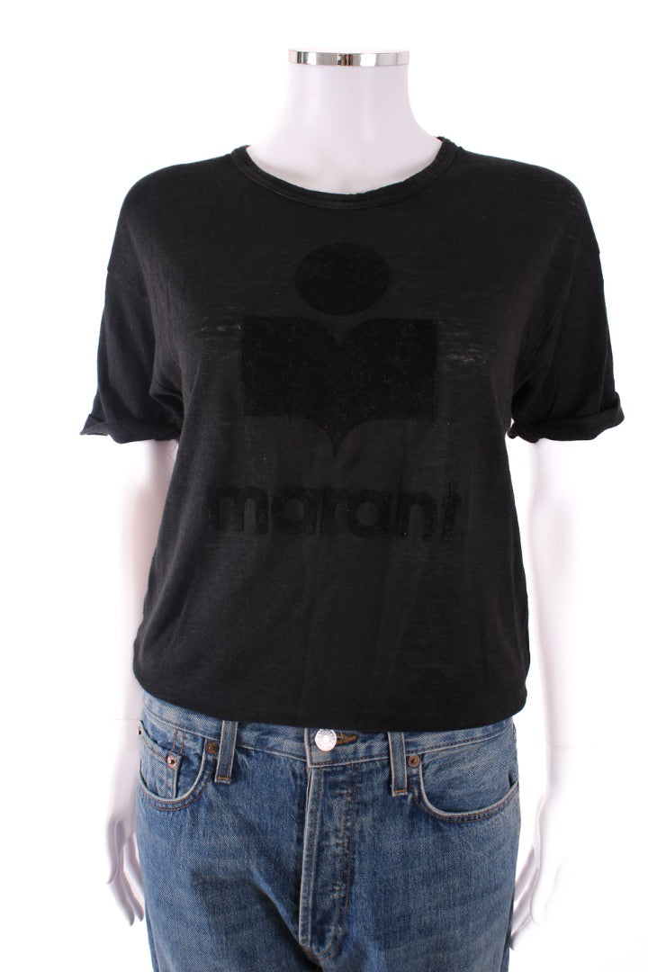 Isabel Marant Logo Linen T-shirt Black S