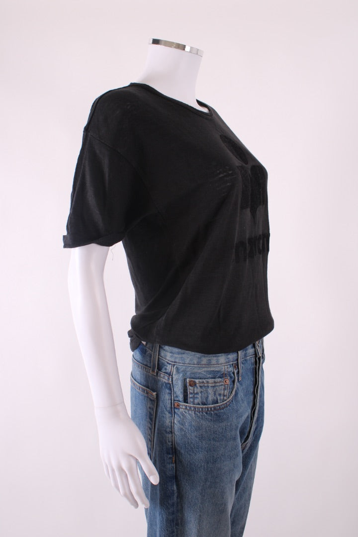 Isabel Marant Logo Linen T-shirt Black S