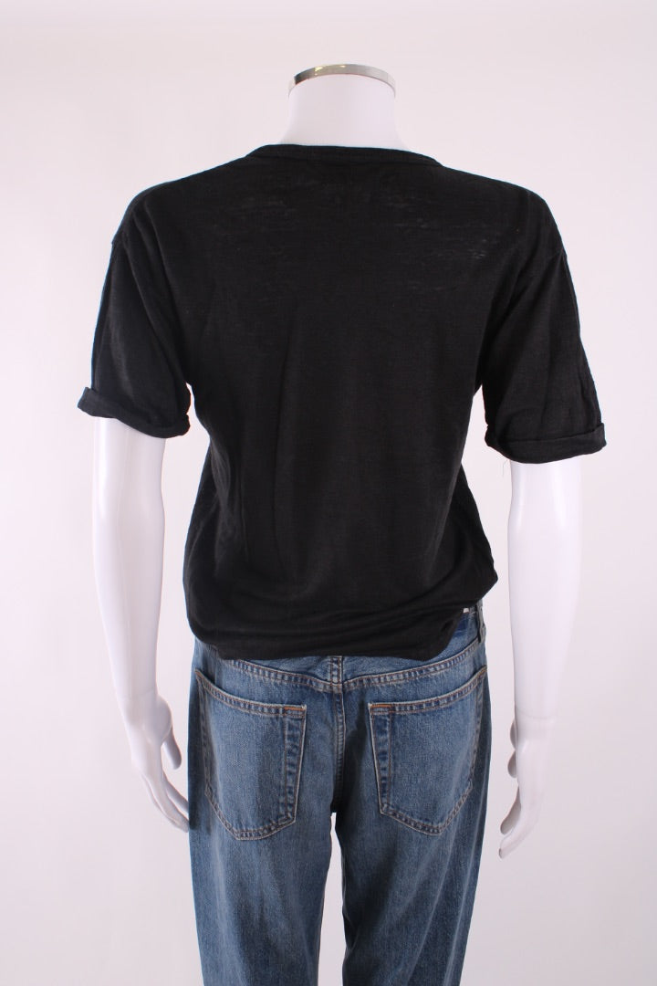 Isabel Marant Logo Linen T-shirt Black S