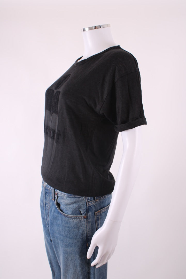 Isabel Marant Logo Linen T-shirt Black S