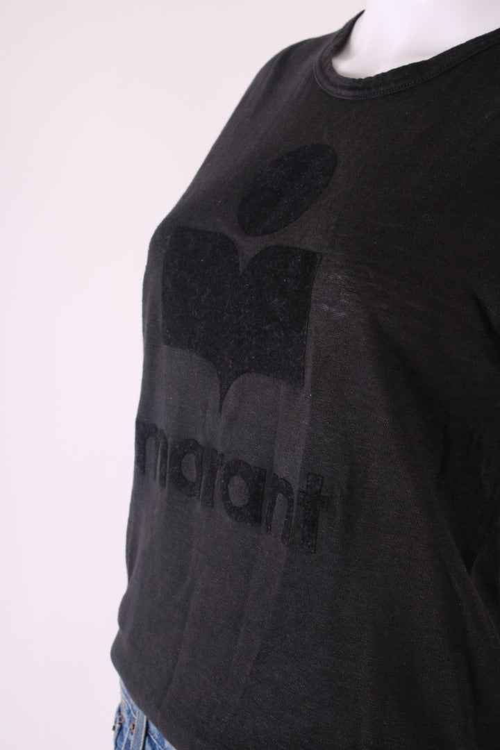 Isabel Marant Logo Linen T-shirt Black S
