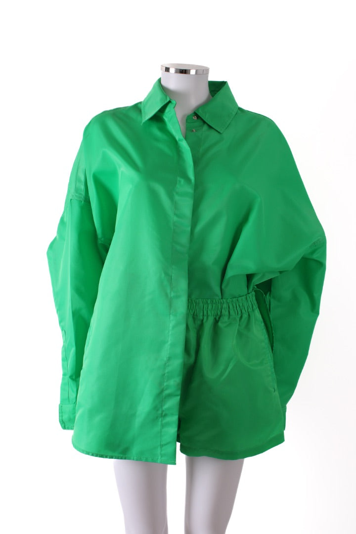 The Frankie Shop L/S Shell Shirt/ Shorts Co-ord Green XS/S