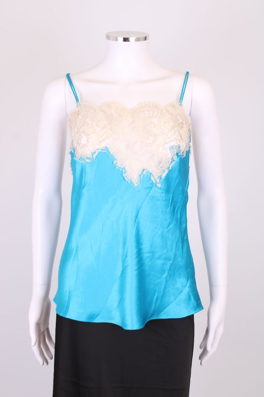 Dolce & Gabbana Lace Trim Camisole Blue/ Cream M