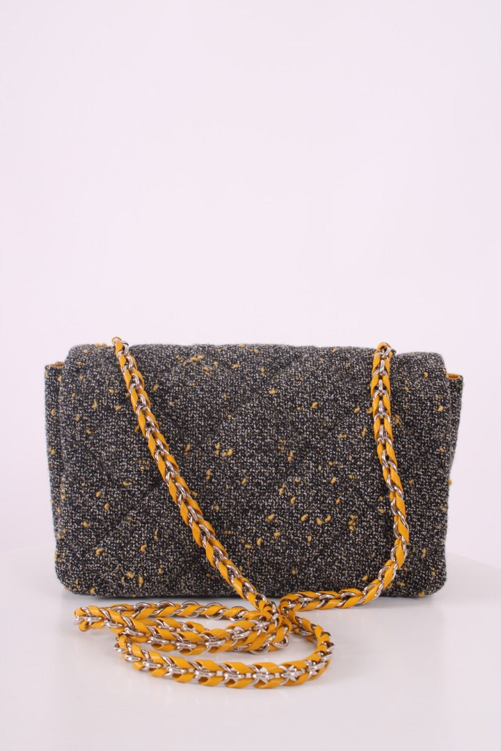 Salvatore Ferragamo Quilted Tweed Gelly Shoulder Bag Grey