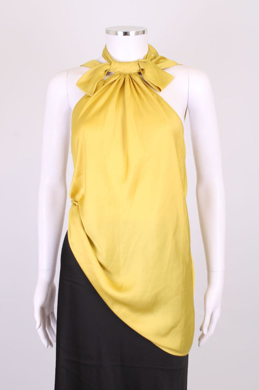 Parosh Halter Neck Top Mustard L