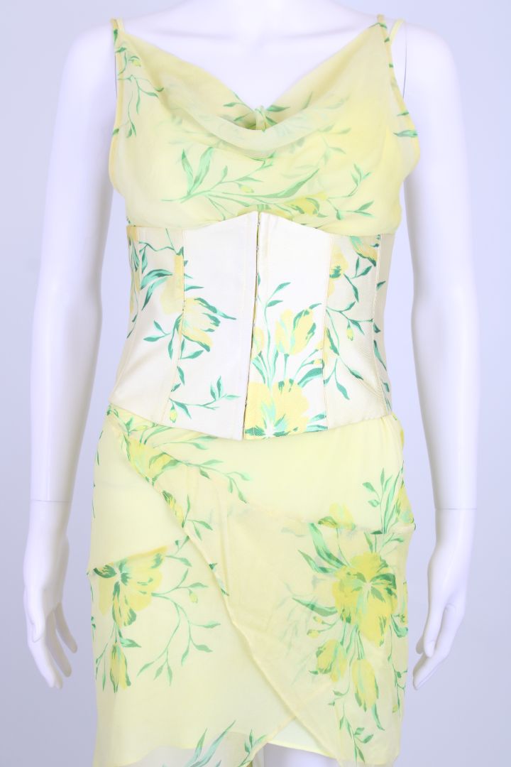 De La Vali Perenna Floral Midi Dress Yellow/ Green 10