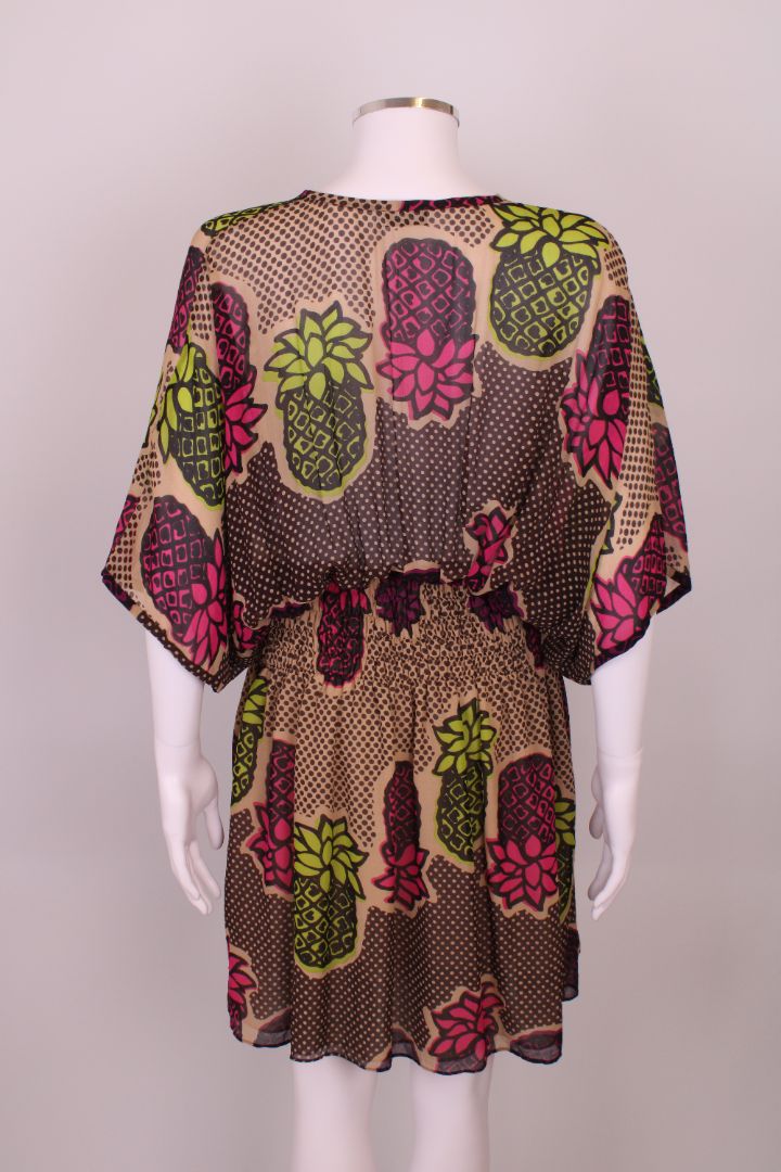 Moschino Cheap & Chic Print Sheer Tunic Dress Beige/ Pink S