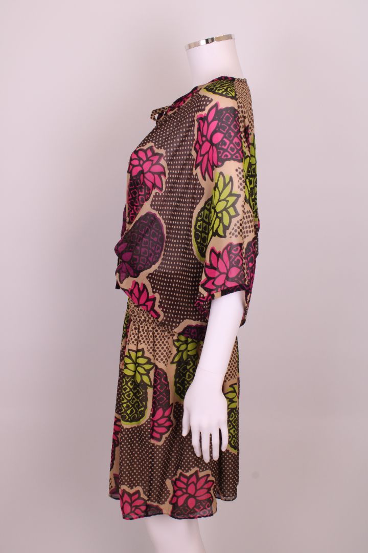 Moschino Cheap & Chic Print Sheer Tunic Dress Beige/ Pink S