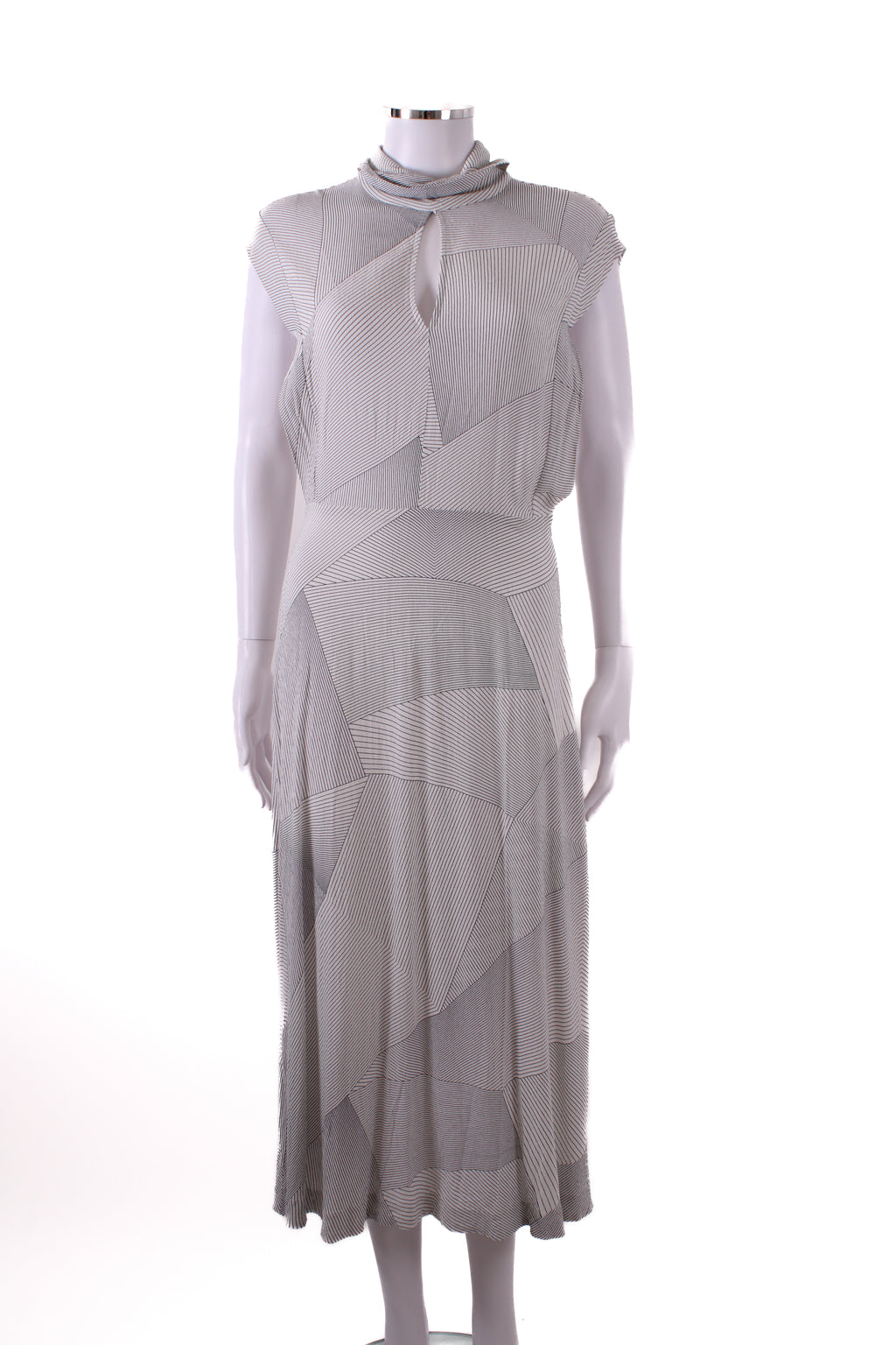 Zimmermann S/S High Neck Stripe Dress White/ Black S