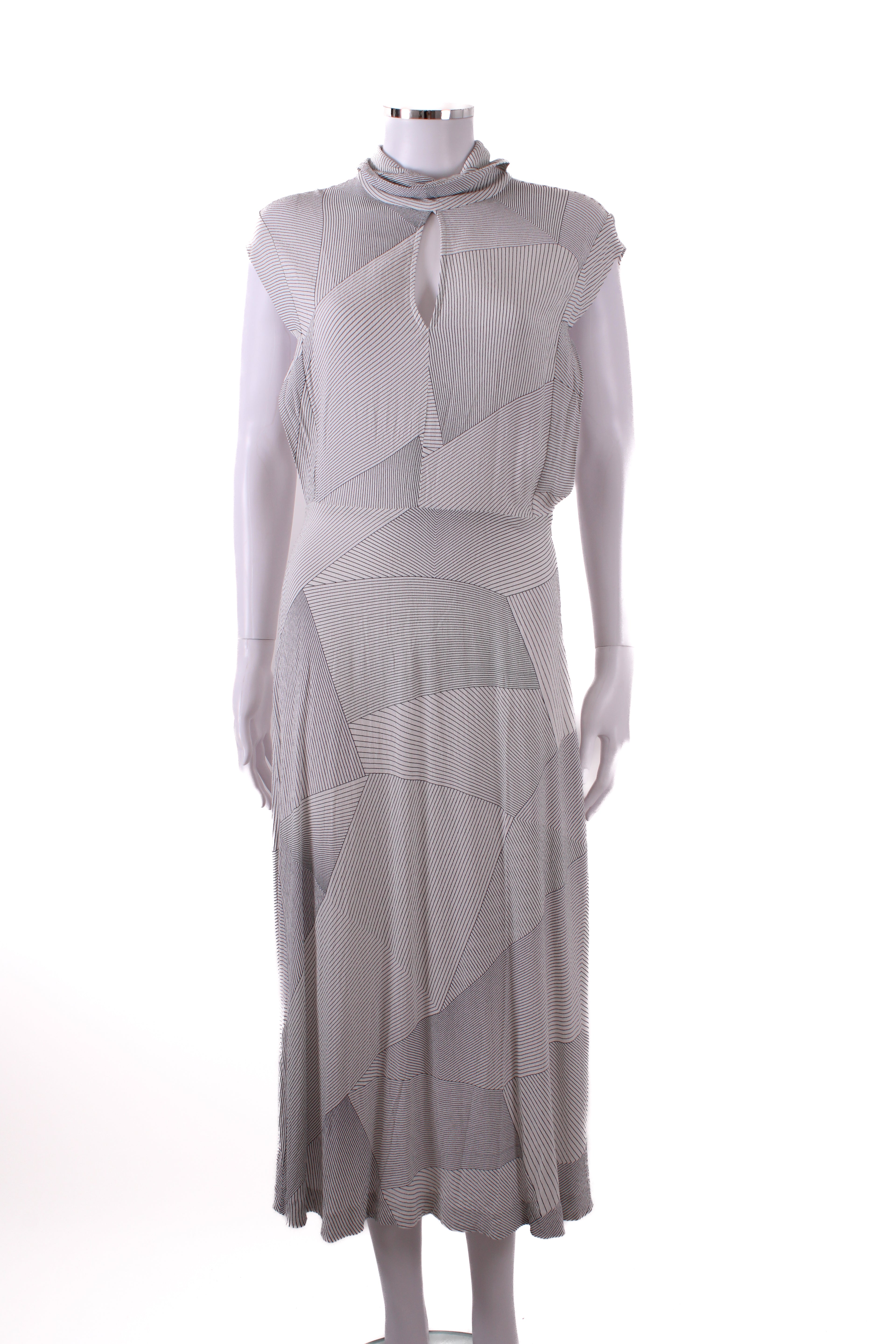 Zimmermann S/S High Neck Stripe Dress White/ Black S