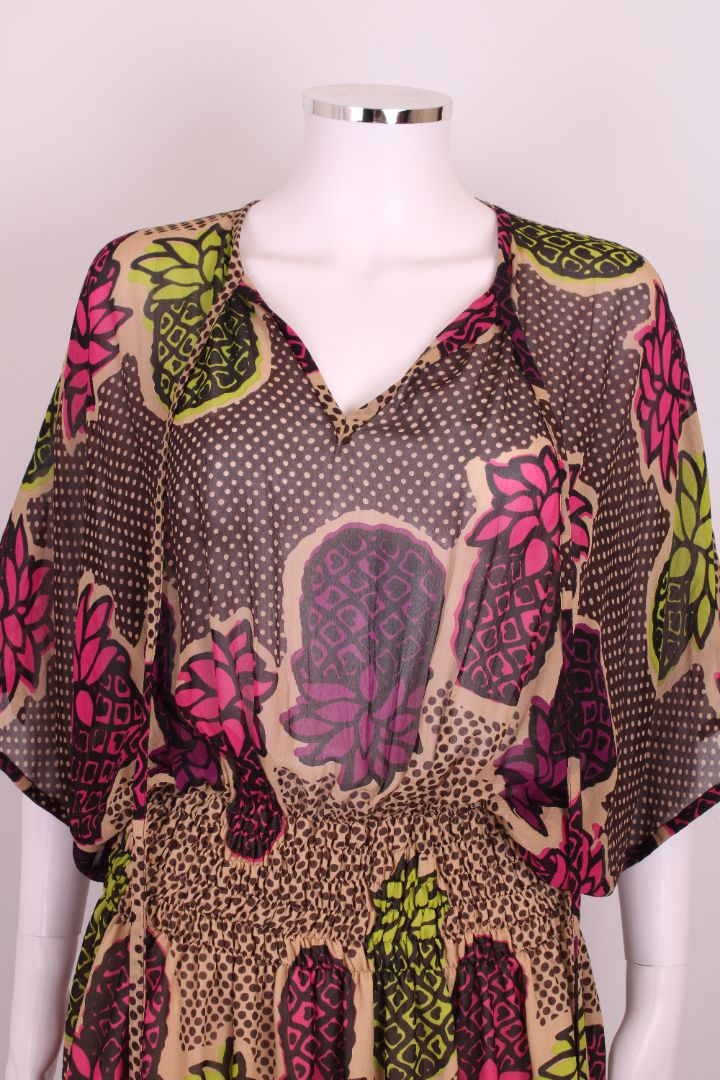 Moschino Cheap & Chic Print Sheer Tunic Dress Beige/ Pink S