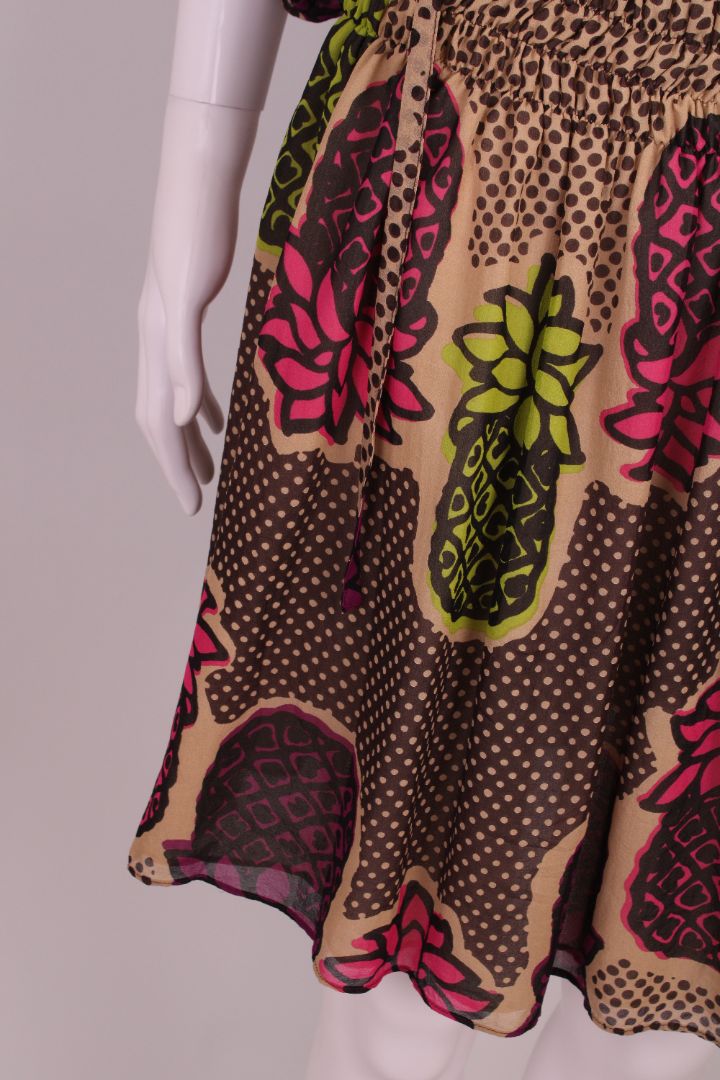 Moschino Cheap & Chic Print Sheer Tunic Dress Beige/ Pink S