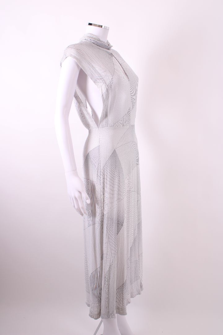 Zimmermann S/S High Neck Stripe Dress White/ Black S