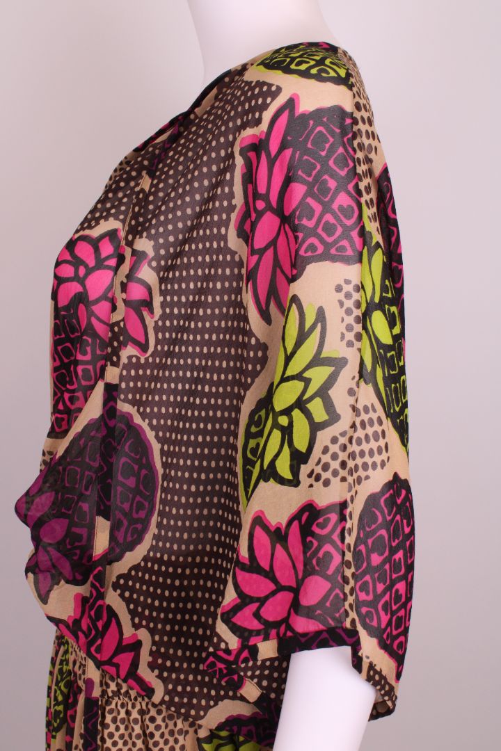 Moschino Cheap & Chic Print Sheer Tunic Dress Beige/ Pink S