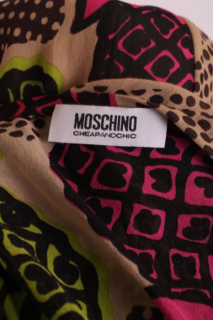 Moschino Cheap & Chic Print Sheer Tunic Dress Beige/ Pink S