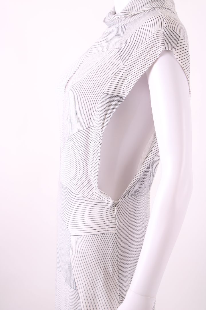 Zimmermann S/S High Neck Stripe Dress White/ Black S