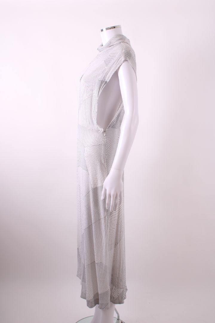 Zimmermann S/S High Neck Stripe Dress White/ Black S