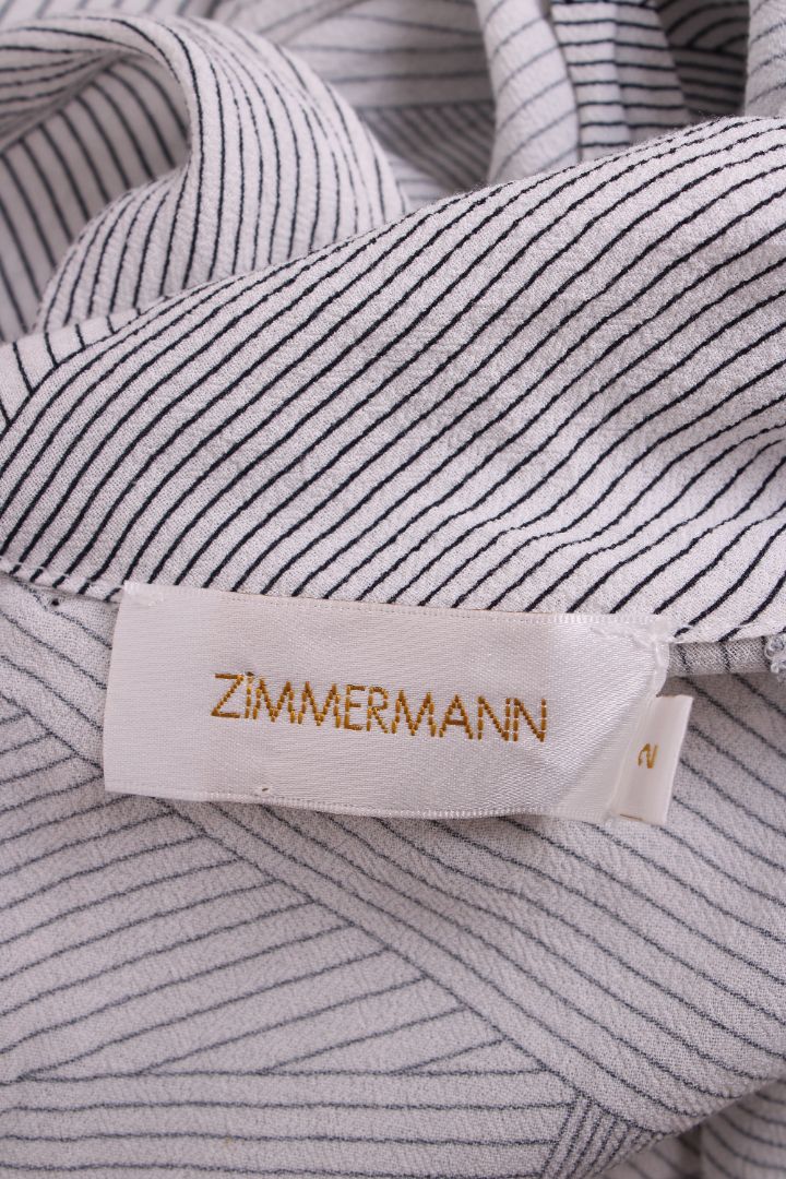 Zimmermann S/S High Neck Stripe Dress White/ Black S