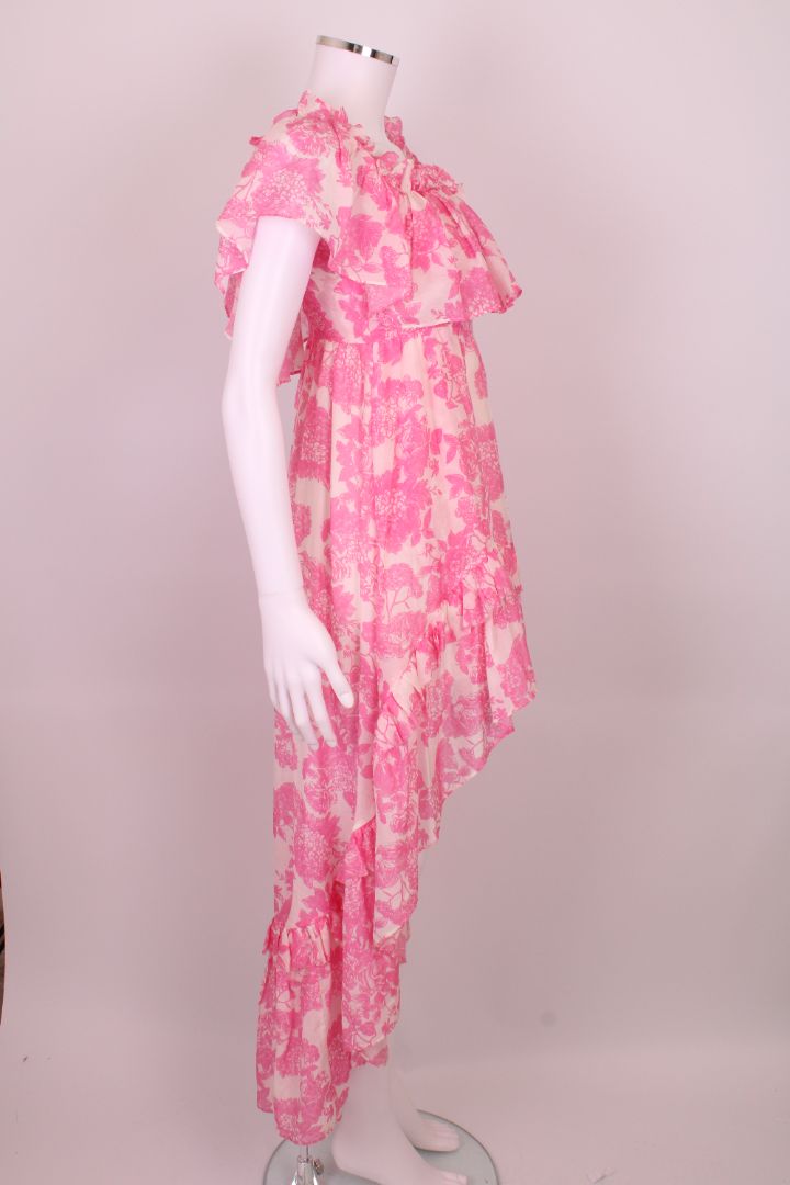 Love Shack Fancy Floral High-Low Dress Pink/ White S