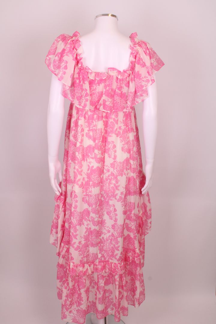 Love Shack Fancy Floral High-Low Dress Pink/ White S