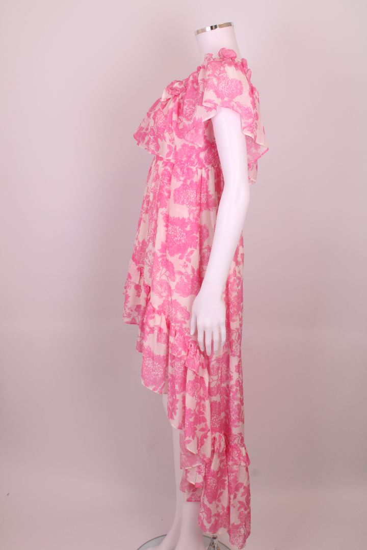 Love Shack Fancy Floral High-Low Dress Pink/ White S