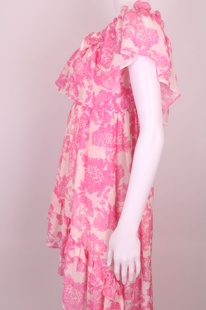 Love Shack Fancy Floral High-Low Dress Pink/ White S