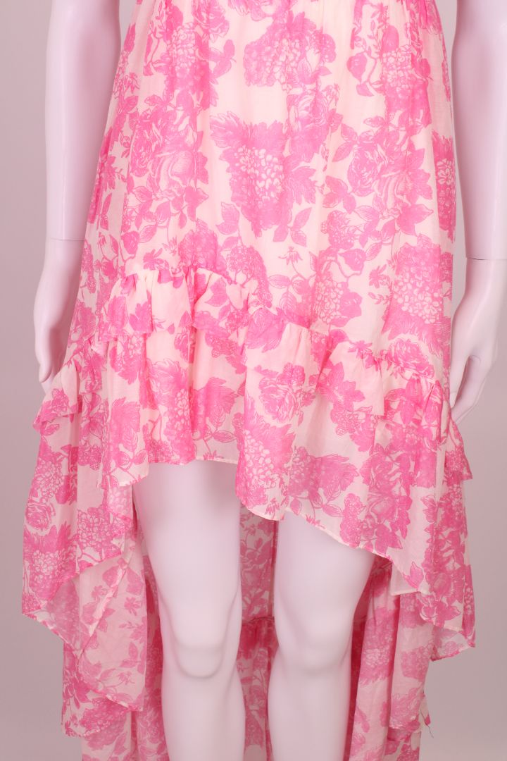 Love Shack Fancy Floral High-Low Dress Pink/ White S