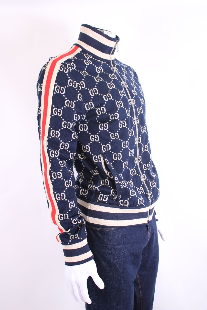 Gucci GG Jacquard Cotton Jacket Blue/ Ivory M