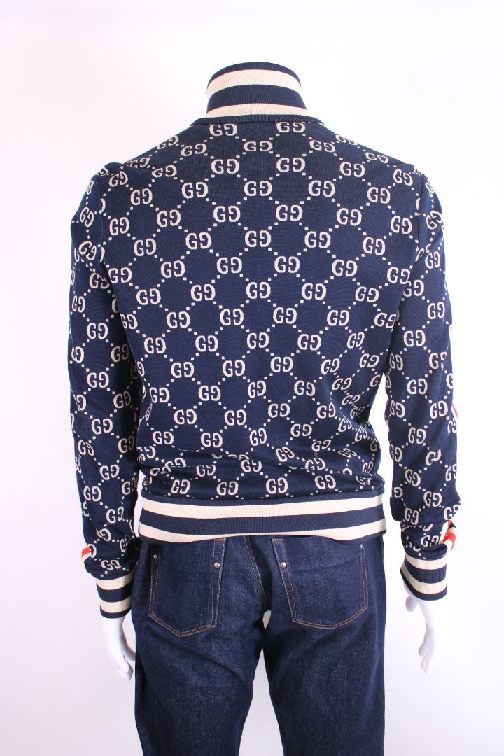 Gucci GG Jacquard Cotton Jacket Blue/ Ivory M
