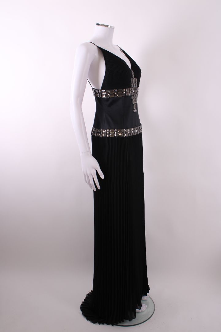 Just Cavalli Pleated Crystal Evening Dress Black S